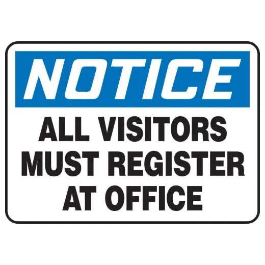 Accuform MADM882XP 7"" x 10"" OSHA Notice Safety Sign: All Visitors Must Register at Office Accu-Shield