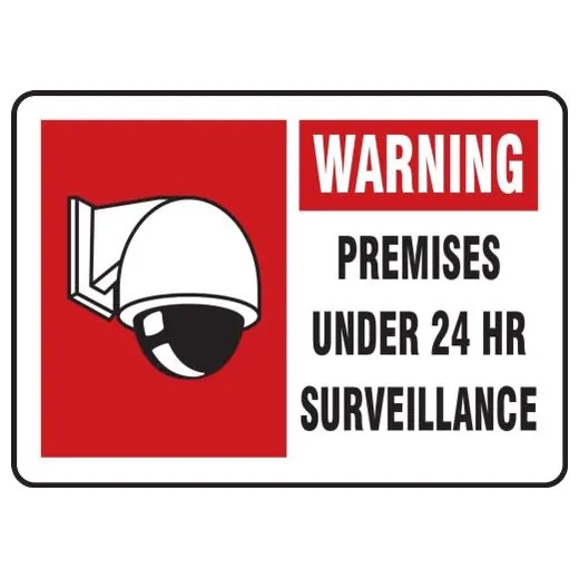Accuform MASE302XL 10"" x 14"" Video Surveillance Sign: Warning - Premises Under 24 hr Surveillance Aluma-Lite