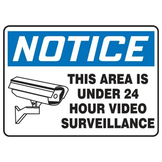 Accuform MASE806XP 7"" x 10"" OSHA Notice Safety Sign: This Area Is Under 24 Hour Video Surveillance Accu-Shield