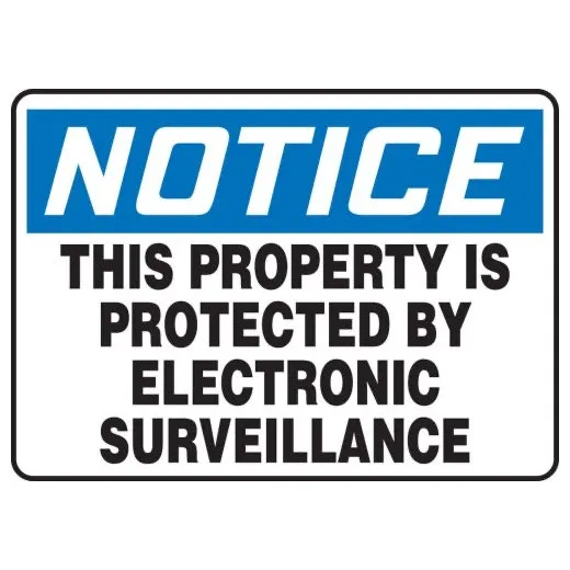 Accuform MASE814XP 14"" x 20"" OSHA Notice Safety Sign: This Property Is Protected by Electronic Surveillance Accu-Shield