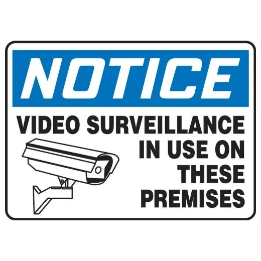 Accuform MASE816XT 7"" x 10"" OSHA Notice Safety Sign: Video Surveillance in Use on These Premises Dura-Plastic