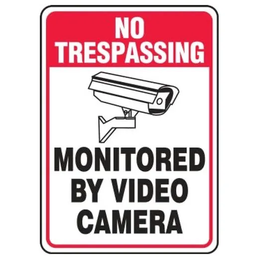 Accuform MASE901VA 14"" x 10"" No Trespassing Safety Sign: Monitored by Video Camera Aluminum