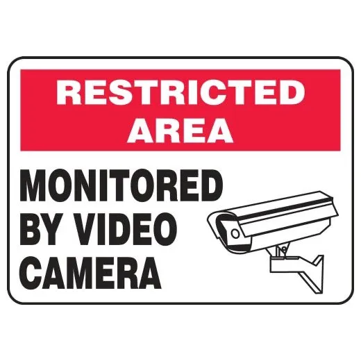 Accuform MASE902XT 7"" x 10"" Restricted Area Safety Sign: Monitored by Video Camera Dura-Plastic