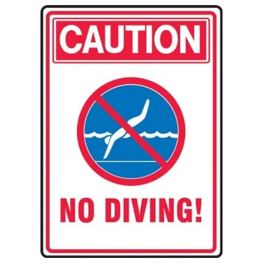 Accuform MASW602VA 14"" x 10"" Safety Sign: Pool Rules Caution No Diving Aluminum