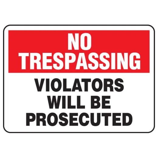 Accuform MATR900XT 10"" x 14"" No Trespassing Safety Sign: Violators Will Be Prosecuted, Dura-Plastic