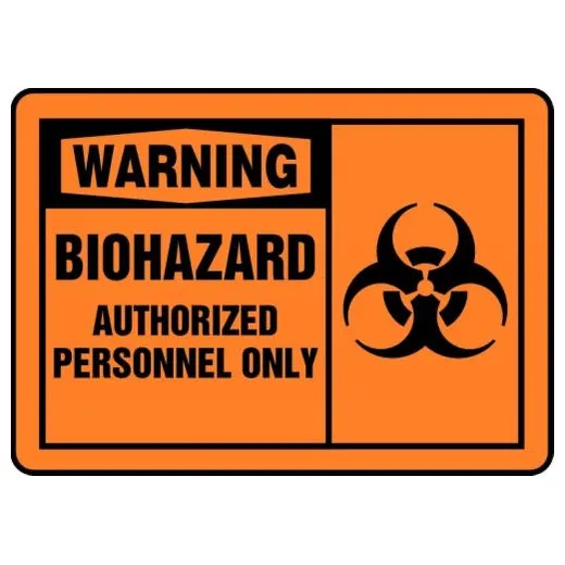 Accuform MBHZ302VP 7"" x 10"" OSHA Warning Safety Sign: Biohazard - Authorized Personnel Only, Plastic