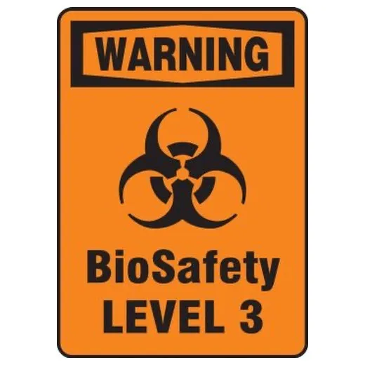 Accuform MBHZ323VS 14"" x 10"" OSHA Warning Biohazard Sign: BioSafety Level, Adhesive Vinyl