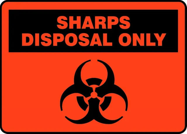 Accuform MBHZ518VS 7"" x 10"" Safety Sign: Sharps Disposal Only