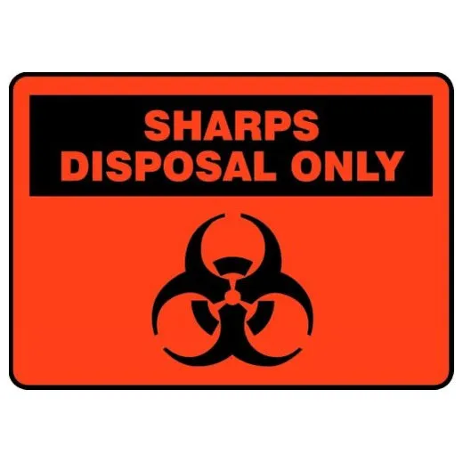 Accuform MBHZ518XL 7"" x 10"" Safety Sign: Sharps Disposal Only, Aluma-Lite