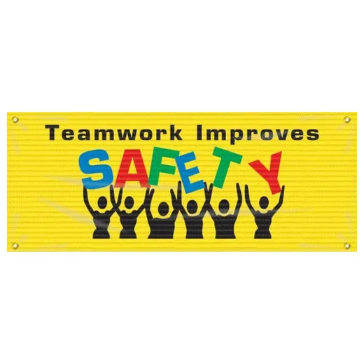 Accuform MBM305 4-ft x 10-ft Safety Banner: Teamwork Improves Safety, Reinforced Vinyl