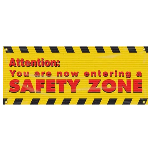 Accuform MBM317 4-ft x 10-ft Mesh Banners: Attention - You Are Now Entering A Safety Zone, Reinforced Vinyl