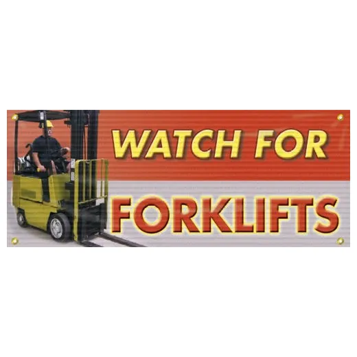 Accuform MBM324 4-ft x 10-ft Mesh Banners: Watch For Forklifts, Reinforced Vinyl
