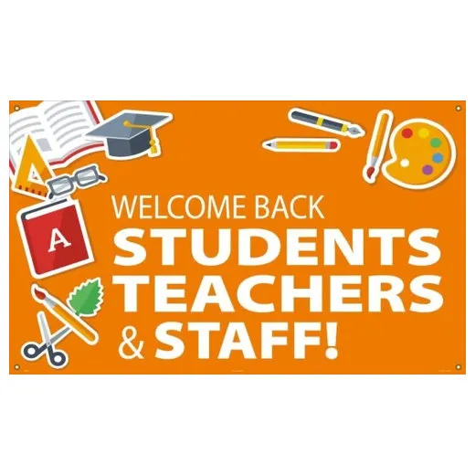 Accuform MBR004 3-ft x 5-ft Safety Banner: Welcome Back Students Teachers & Staff!