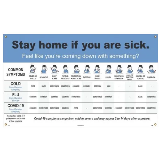 Accuform MBR067 3-ft x 5-ft Safety Banner: Stay Home if You Are Sick. Feel Like You're Coming Down with Something?