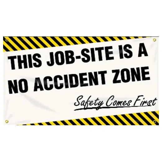 Accuform MBR416 28"" x 4-ft. Safety Banners: This Job-Site Is A No Accident Zone - Safety Comes First, Adhesive Vinyl