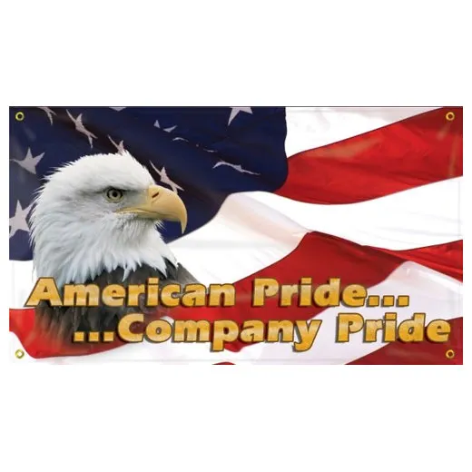 Accuform MBR418 28"" x 4-ft. Safety Banners: American Pride - Company Pride, Adhesive Vinyl
