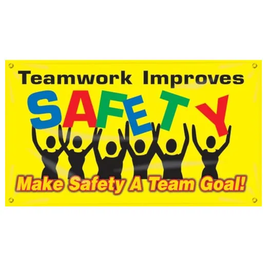 Accuform MBR424 28"" x 4-ft. Safety Banners: Teamwork Improves Safety, Adhesive Vinyl