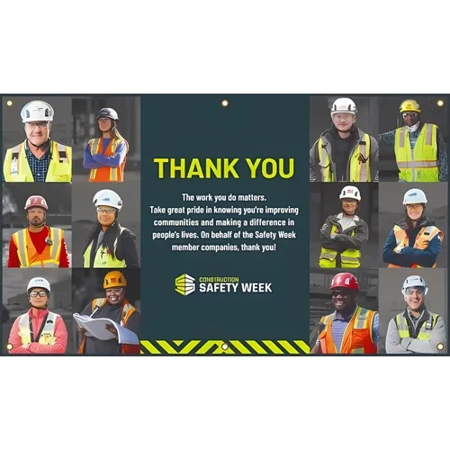 Accuform MBR425 28"" x 4 Feet Motivational Banner ""Thank You The Work You do Matters"" Reinforced Flexible Poly Sheeting