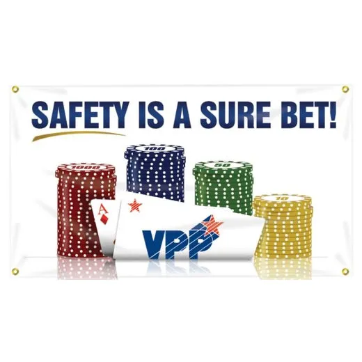 Accuform MBR477 28"" x 4-ft. VPP Banners: Safety Is A Sure Bet, Adhesive Vinyl