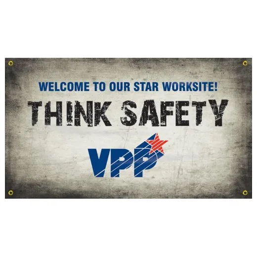 Accuform MBR481 28"" x 4-ft. VPP Banners: Welcome To Our Star Worksite - Think Safety, Adhesive Vinyl