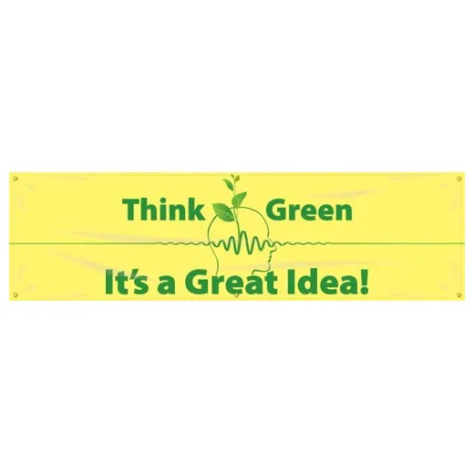 Accuform MBR705 28"" x 8-ft Safety Sign: Think Green - It's A Great Idea!, Adhesive Vinyl