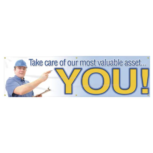 Accuform MBR841 Safety Banners: Take Care Of Our Most Valuable Asset - You