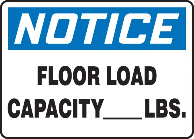 Accuform MCAP803XL OSHA Notice Safety Sign: Floor Load Capacity (Insert Figure) LBS.