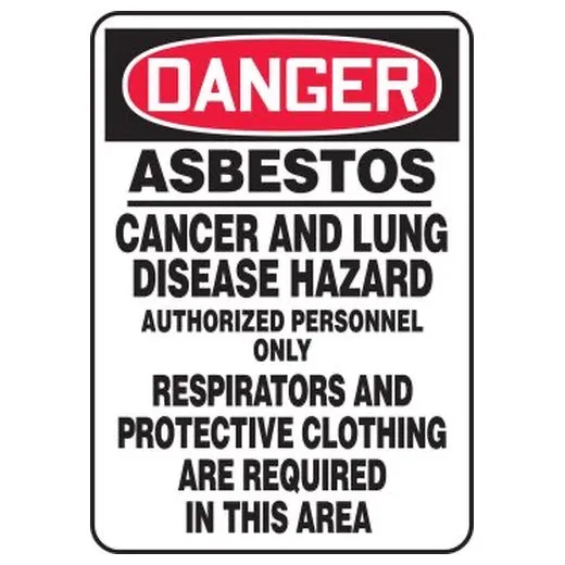 Accuform MCAW011VP 20"" x 14"" OSHA Danger Safety Sign: Asbestos - Cancer And Lung Disease Hazard - Authorized Personnel Only, Plastic
