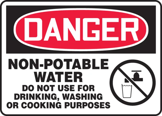 Accuform MCAW017VS OSHA Danger Safety Sign: Non-Potable Water - Do Not Use For Drinking, Washing or Cooking Purposes