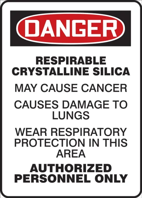Accuform MCAW042VA OSHA Danger Safety Sign: Respirable Crystalline Silica - May Cause Cancer - Causes Damage To Lungs - Wear Respiratory Protection In This Area