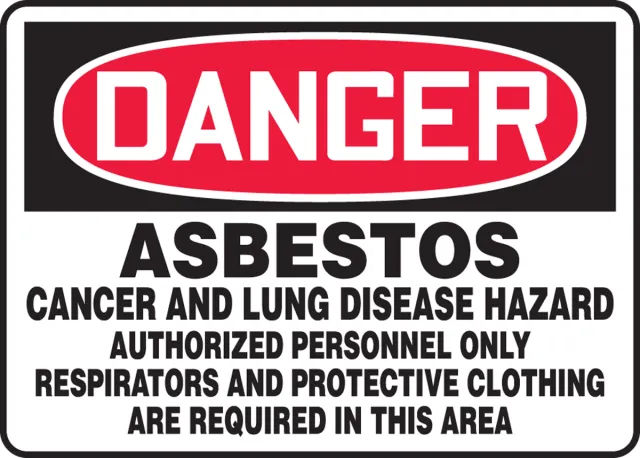 Accuform MCAW107VS OSHA Danger Safety Sign: Asbestos Cancer And Lung Disease Hazard - Authorized personnel Only - Respirators And Protective Clothing Are Required