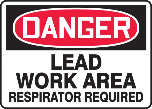 Accuform MCAW121XV OSHA Danger Safety Sign: Lead Work Area - Respirator Required