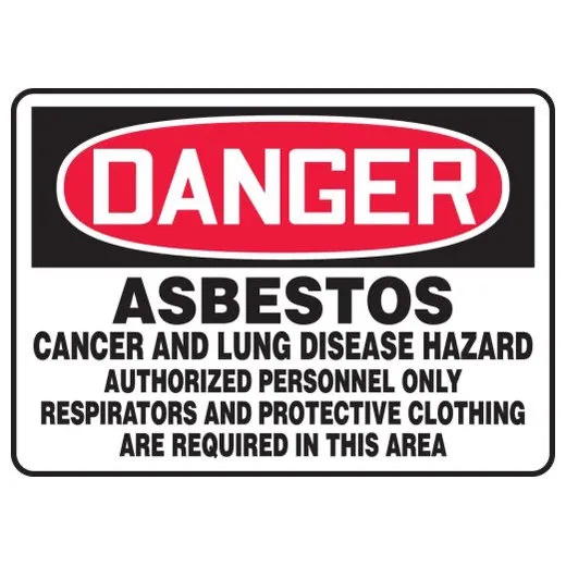 Accuform MCAW137XT 14"" x 20"" OSHA Danger Safety Sign: Asbestos Cancer And Lung Disease Hazard - Authorized personnel Only - Respirators And Protective Clothing Are Required, Dura-Plastic