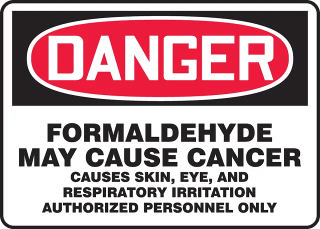 Accuform MCAW181VP OSHA Danger Safety Sign: Formaldehyde May Cause Cancer - Causes Skin, Eye, and Respiratory Irritation - Authorized Personnel Only
