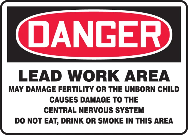 Accuform MCAW187VA OSHA Danger Safety Sign: Lead Work Area - May Damage Fertility Or The Unborn Child