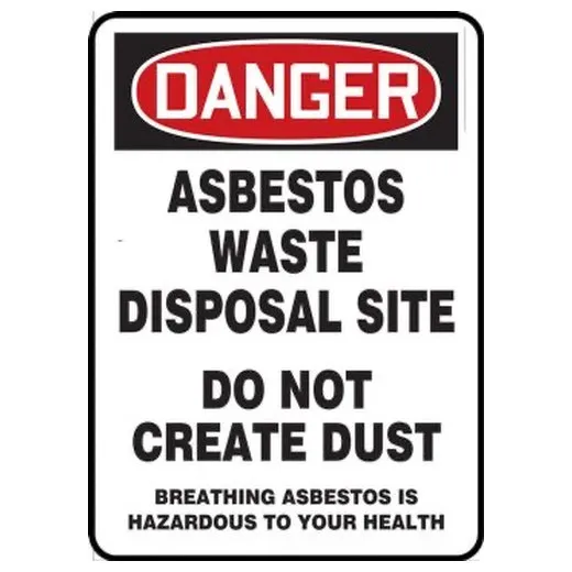 Accuform MCAW195VP 20"" x 14"" OSHA Danger Sign: Asbestos Waste Disposal Site Do Not Create Dust Breathing Asbestos is Hazardous To Your Health, Plastic
