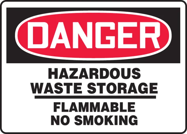 Accuform MCHG031VP OSHA Danger Safety Sign: Hazardous Waste Storage- Flammable No Smoking