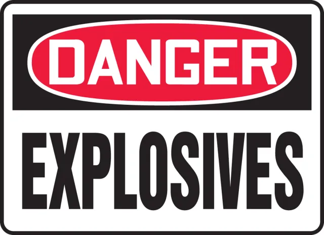 Accuform MCHG048XP OSHA Danger Safety Sign: Explosives