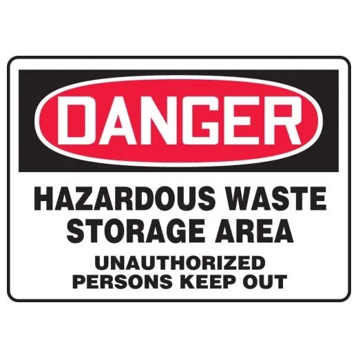 Accuform MCHG100VS 7"" x 10"" OSHA Danger Safety Sign: Hazardous Waste Storage Area - Unauthorized Persons Keep Out, Adhesive Vinyl