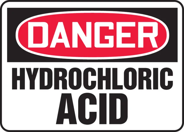 Accuform MCHG104VP OSHA Danger Safety Sign: Hydrochloric Acid