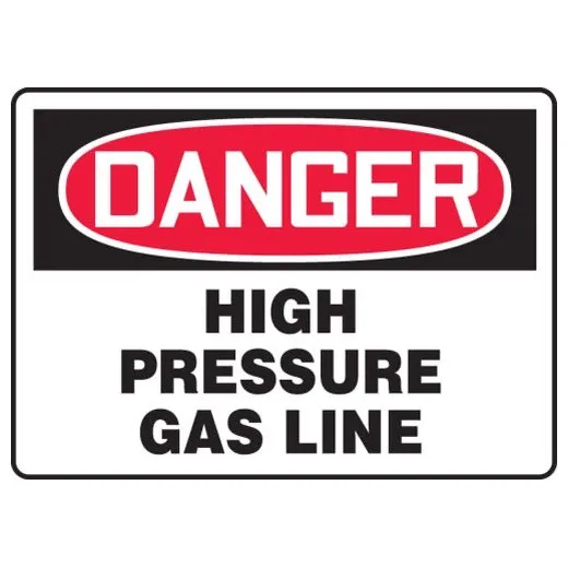 Accuform MCHG122XT 7"" x 10"" OSHA Danger Safety Sign: High Pressure Gas Line, Dura-Plastic