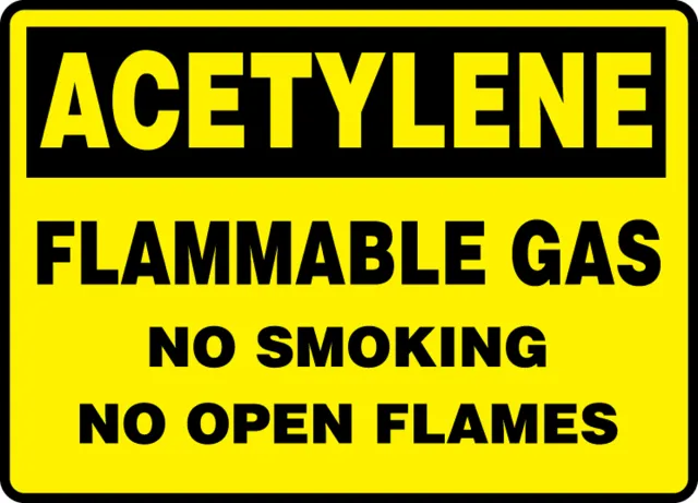 Accuform MCHG500XL Acetylene Safety Sign: Flammable Gas - No Smoking - No Open Flames