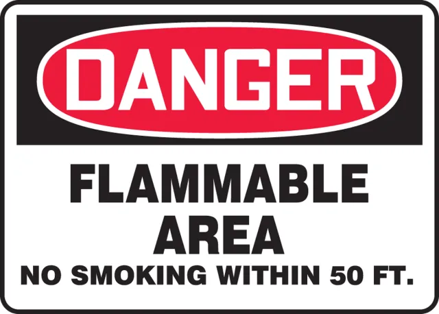 Accuform MCHL008XL OSHA Danger Safety Sign: Flammable Area - No Smoking Within 50 FT.