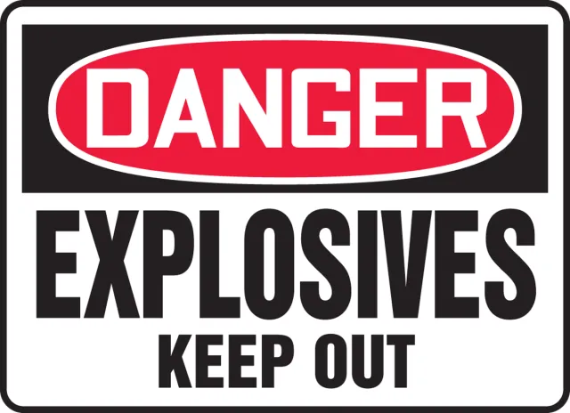 Accuform MCHL082VA OSHA Danger Safety Sign:Explosives - Keep Out