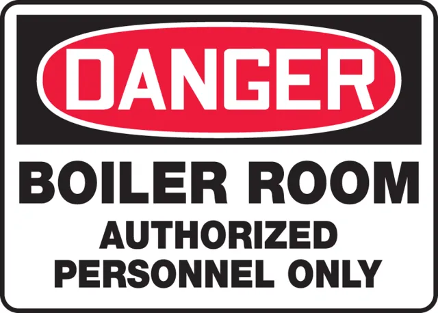 Boiler Room Authorized Personnel Only, Accu-Shield, 10 in x 14 in, 1/4" mounting holes