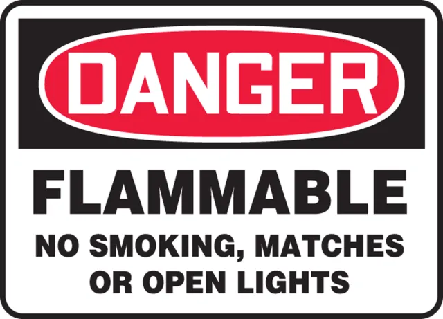 Accuform MCHL147XT OSHA Danger Safety Sign: Flammable - No Smoking, Matches Or Open Lights