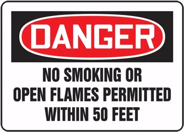 Accuform MCHL154XP OSHA Danger Safety Sign: No Smoking Or Open Flames Permitted