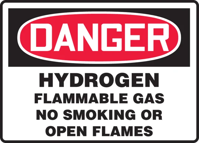 Accuform MCHL156XP OSHA Danger Safety Sign: Hydrogen Flammable Gas No Smoking Or Open Flames