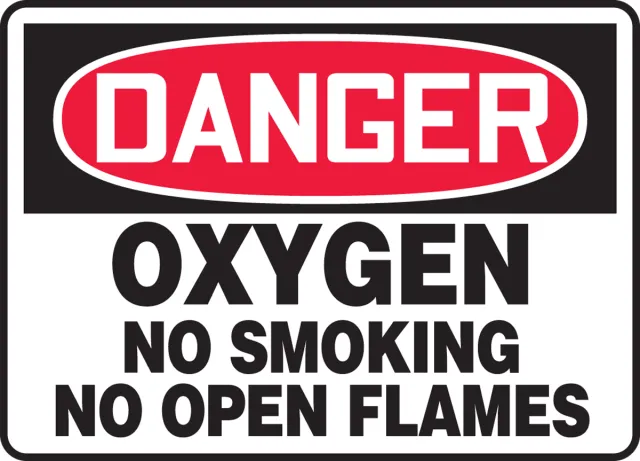 Accuform MCHL160XP OSHA Danger Safety Sign: Oxygen No Smoking No Open Flames