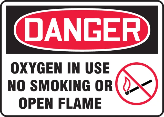 Accuform MCHL185VS OSHA Danger Safety Sign: Oxygen In Use - No Smoking or Open Flame